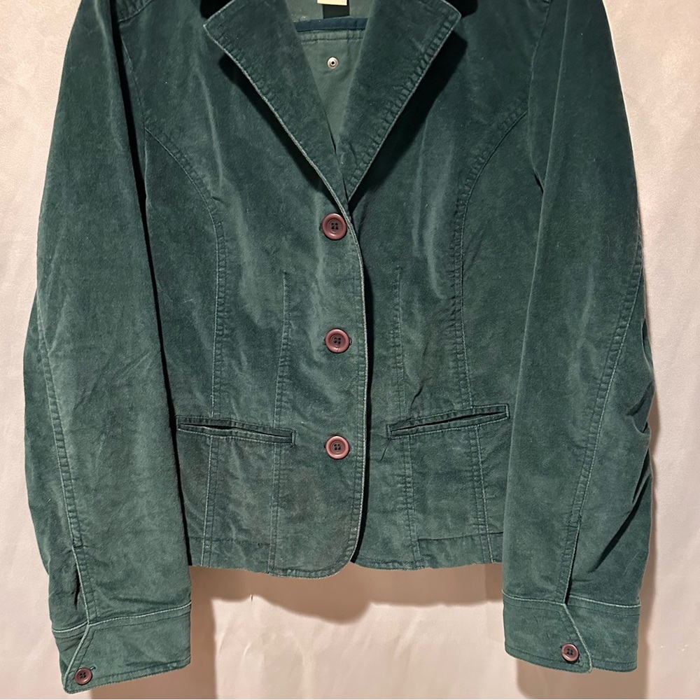 Green Velvet Cotton Blazer Jacket Coat Size 10 - Picture 3 of 5